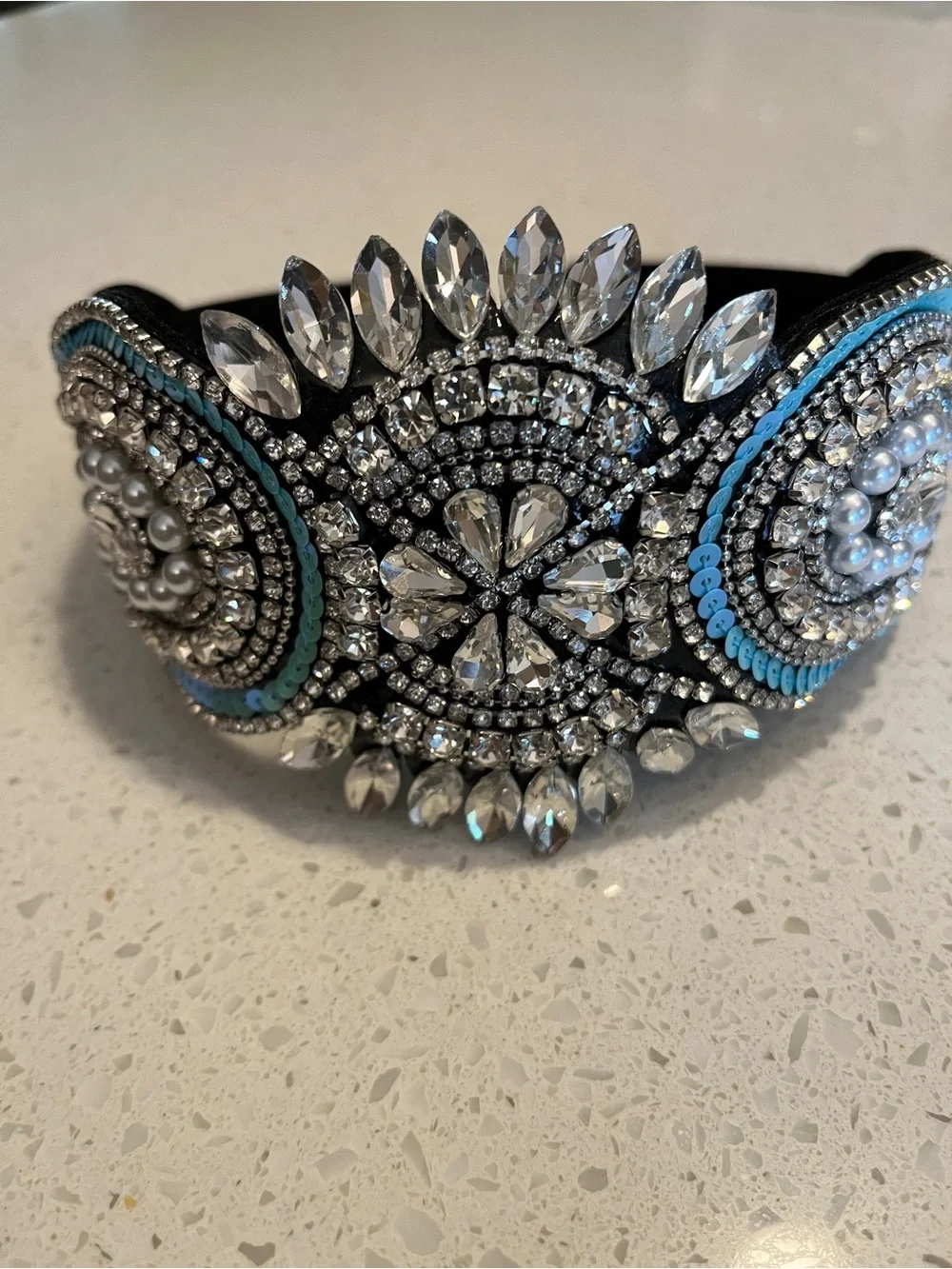 Crystals and faux Pearls Embellished Statement Headband